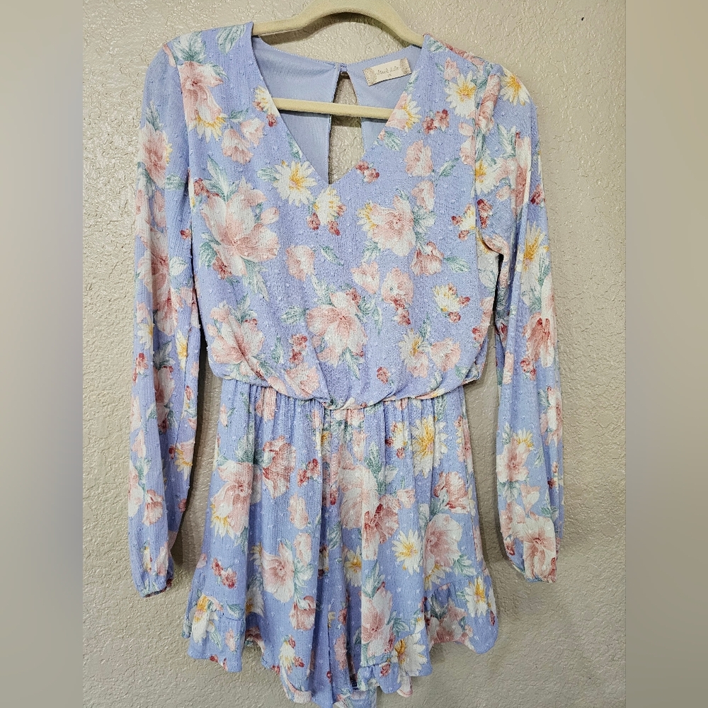 Altar'd State Floral Blue Romper